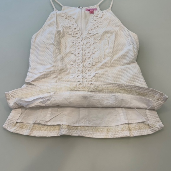 Lilly Pulitzer Annabelle Top, Women's Size 8, White Embroidered - Picture 3 of 8